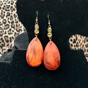 Vibrant Vintage Orange Teardrop Earrings